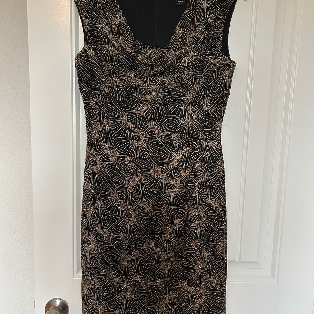Scarlett Glittery Brown and Black Sheath Midi Dress Cowl Neck Sleeveless